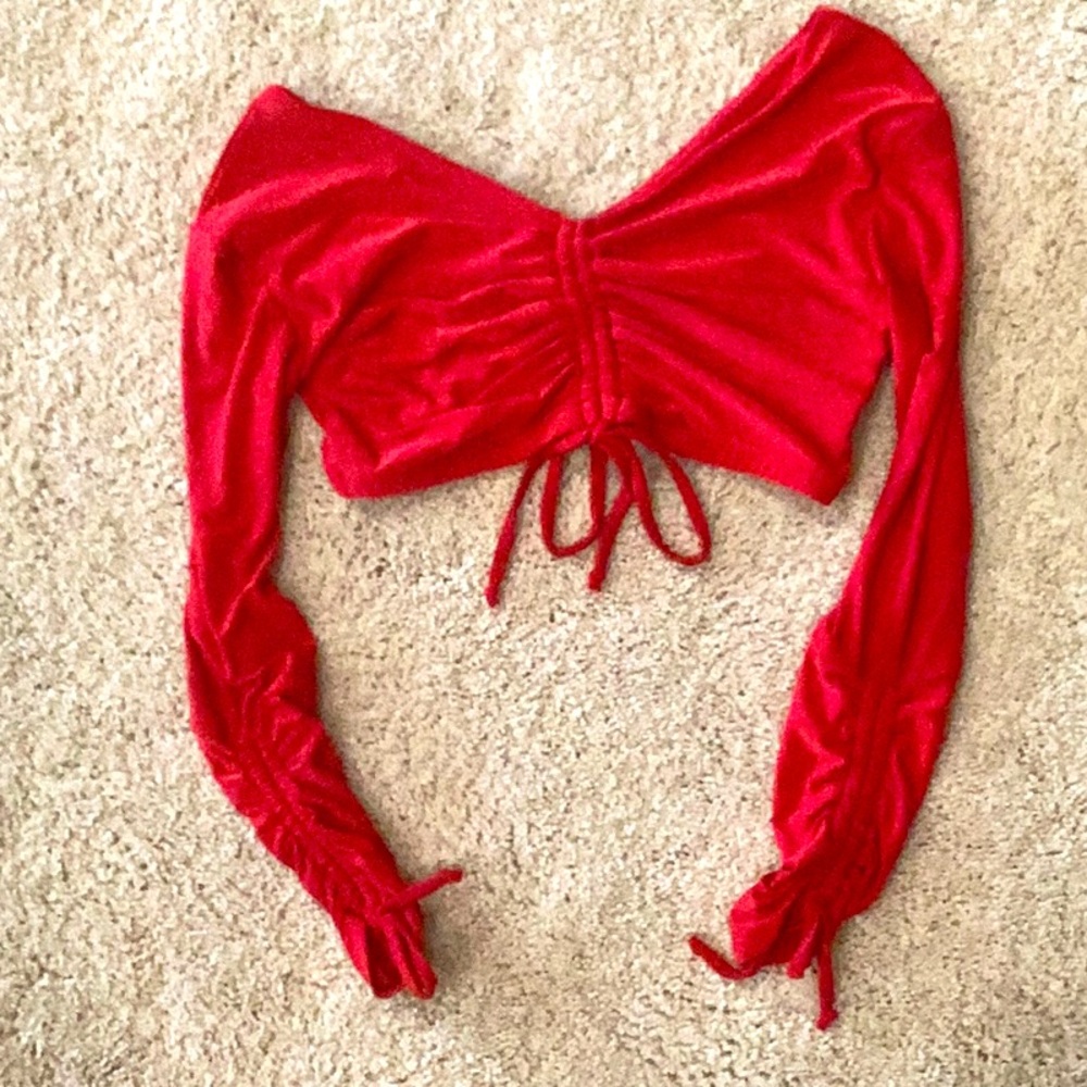 Tiger Friday red swivel + cinch crop top
